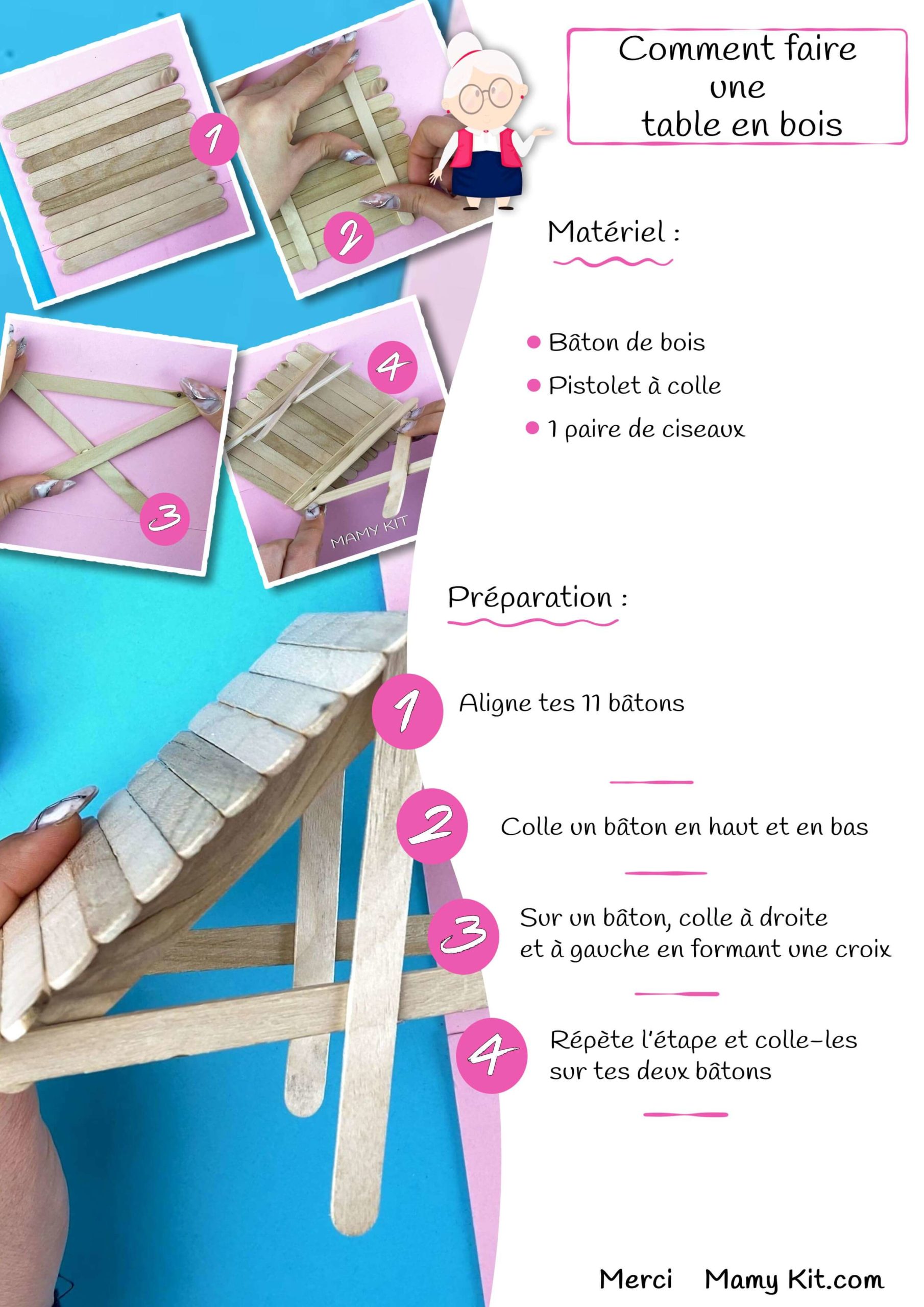 Table en bâton de bois - Mamykit